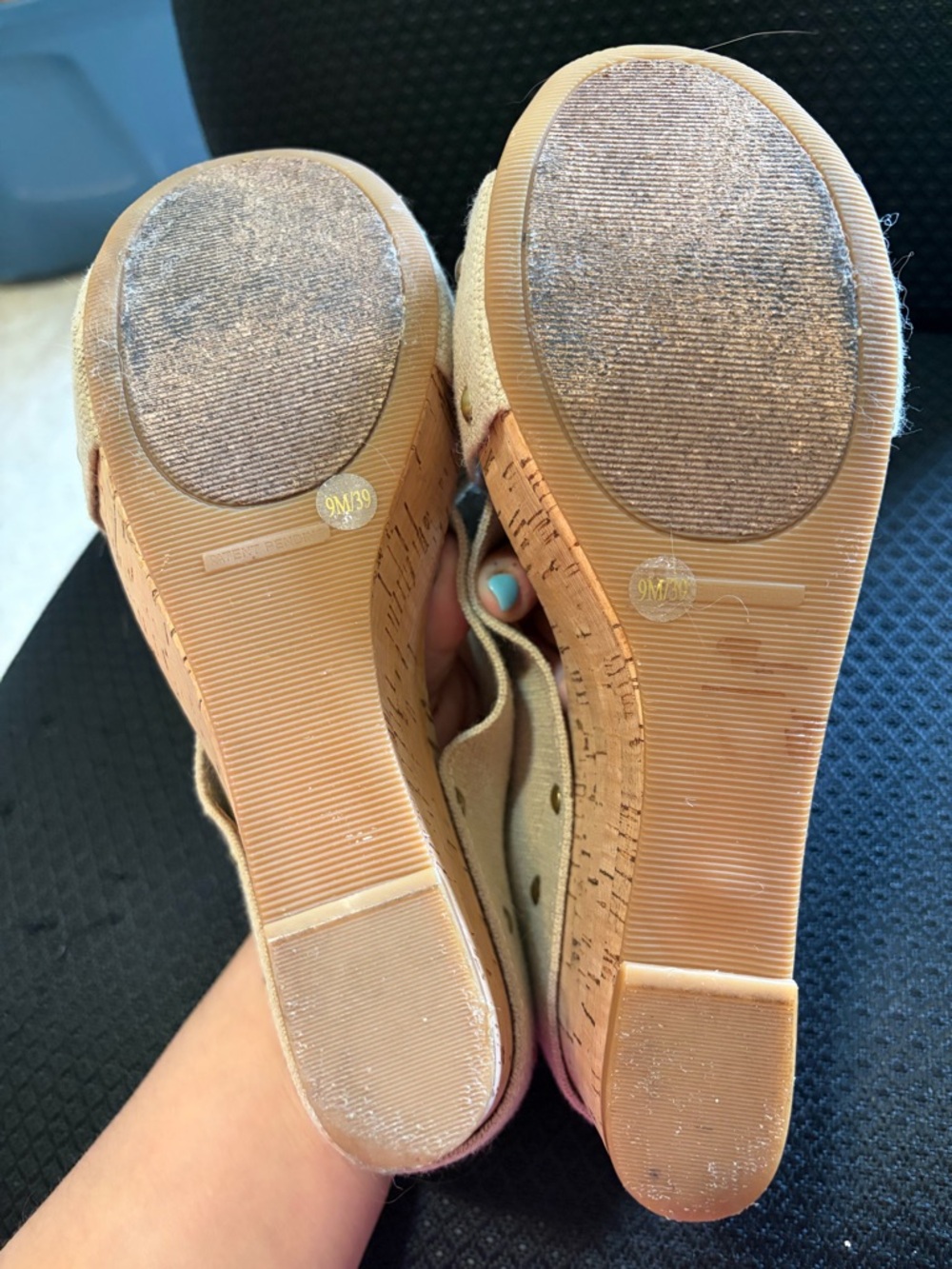 Lucky Brand Beige Crisscross Cork Wedge Slides - Picture 4 of 6